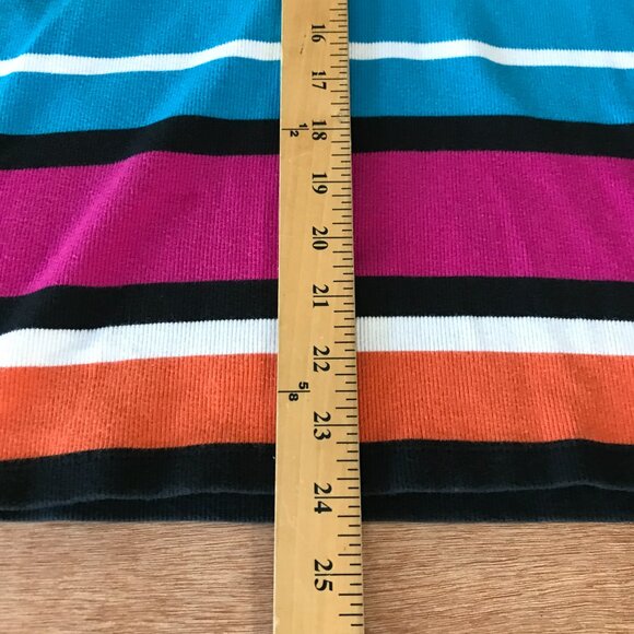 Lauren Ralph Lauren Top Women XL Blue White Striped Button Snap Accent Preppy - Picture 6 of 11